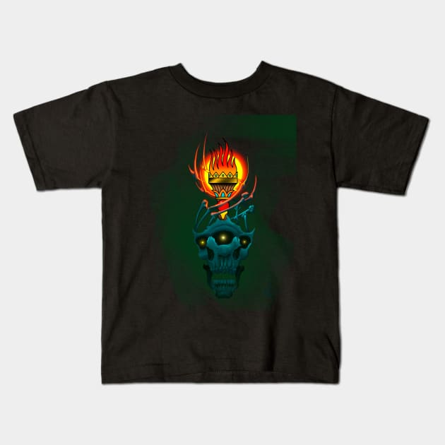 Torch with skull Kids T-Shirt by Jakoboc art